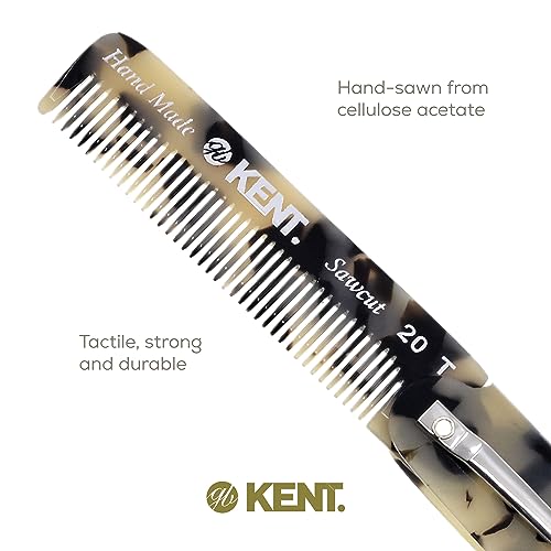 Kent 20T TW Handmade Folding Pocket Comb for Men, Fine Tooth Hair Comb Straightener for Everyday Grooming Styling Hair, Beard or Mustache, Use Dry or with Balms, Saw Cut Hand Polished, Made in England - color: White Tokyo, size: 3 Pack