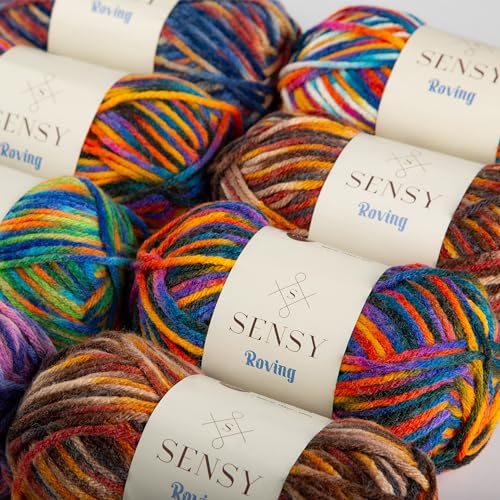Sensy Roving Multi Color Yarn, 3.5 oz, 132 Yards, Gauge 5 Bulky (Carnaval) - color: Carnaval, size: 1 Skein