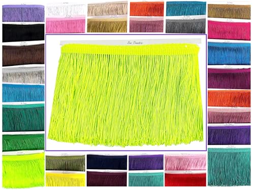 10 Yards of 4" Long Chainette Fringe Thread Yarn Tassel Trim Braid Fringe for Crafts Sewing and Decor-Neon Green - color: Neon Green, size: Value 10 Yards