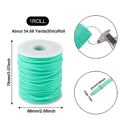 Beadthoven 2mm Hollow Pipe Rubber Tube Cords, 54.68Yards Barber Cord for Knitting Stitch Holder, Tubing Rubber Cord with Spool for Bracelet Jewelry Making DIY Crafts 1mm Hole - Aquamarine - color: Aquamarine, size: 2mm