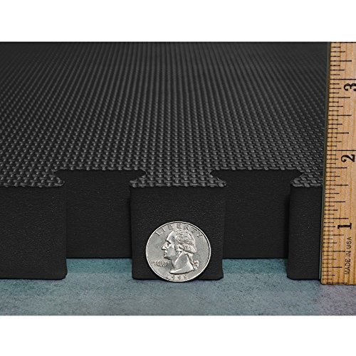 Meister X-Thick 1.5" Interlocking EVA Foam Mats - BK - 10 Tiles (40 Sqft) | Extra-thick 2X cushioning w/ anti-slip grip. 2' x 2' puzzle mats for wrestling, MMA, gymnastics, home gyms and play areas - color: Black, size: 10 Tiles (40 Sqft)