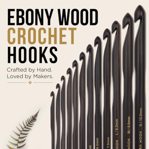 Lantern Moon Ebony Wood Single Ended Crochet Hook | US Size H (5mm) - size: US H (5mm)