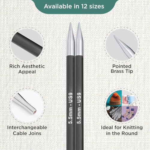 KnitPro Karbonz Interchangeable Circular Needle 5" (13cm) | US Size 9 (5.5mm) - size: US 9 (5.5mm)