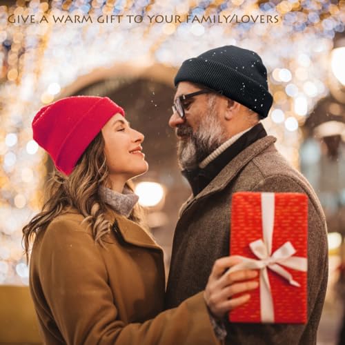 100% Cotton Beanie Hat Winter Hats Women Men Warm Knit Beanies | Double Layer Warmth ,Ultra-Soft Itch-Free Pure Cotton Knitted, Cuffed & Uncuffed Fisherman Slouchy Skull Cap for Womens Mens - color: 1pcs Red