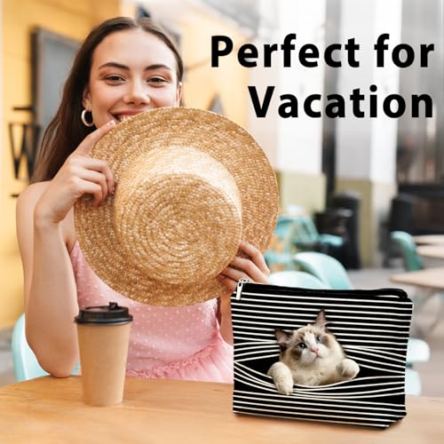 Funny Ragdoll Cat Makeup Bag & Travel Pouches for Toiletries, Funny Ragdoll Cat Gifts for Women & Teen Girls, Cats Gifts Lovers for Travel，Kitty Cosmetic Zipper Travel Toiletry Bag - color: 02-Cat(05)-Ragdoll Cat