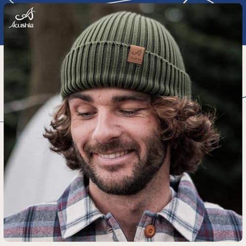 ACUSHLA Waterproof Windproof Winter Hat for Men Women Fleece-Lined Beanie - color: Green