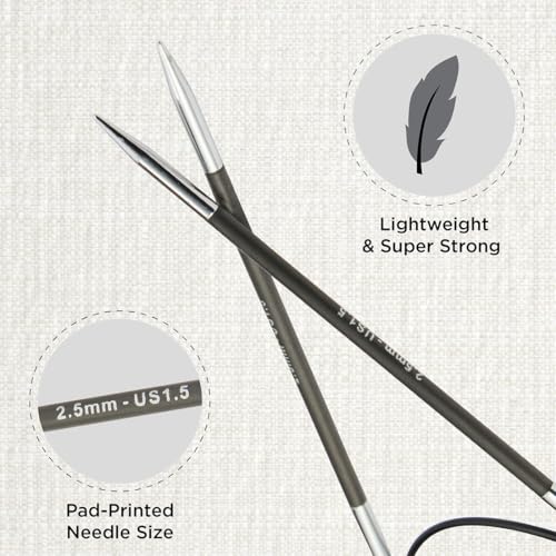 KnitPro Karbonz Fixed Circular Needle 32"(80cm) | US Size 1.5 (2.5mm) - size: US 1.5 (2.5mm)