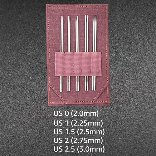 Lykke Flight Lace 5-Inch Interchangeable Circular Knitting Needle Set | Mini US 0, 1, 1.5, 2, 2.5 Maroon Case, Stainless Steel, Sharp Points, No-Memory Swivel Cables, Project Bag - color: Maroon