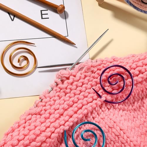 9PCS Spiral Cable Knitting Needles Set, Metal Circular Cable Needles with Storage Box, Spiral Stitch Holder for Sweater, Scarf & Shawl Knitting