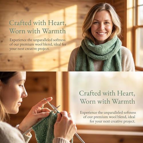 Premium Wool Blend Yarn – 3 Skeins (300g Total), 85% Wool 15% Polyester, for Crocheting&Knitting, Soft Skin-Friendly, Ideal for Scarves, Hats, Blankets & DIY Crafts (16#Pea Green) - color: 16#Pea Green