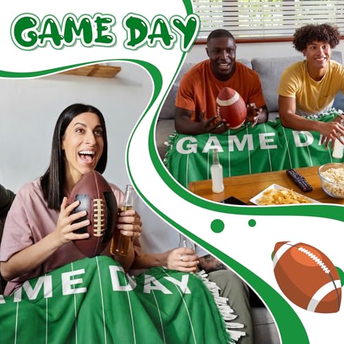 Chumia 2 Pcs/1 Set Game Day Football Field Tie Blanket Craft Kit 57 x 57 '' | Football Field DIY No Sew Fleece Blanket Green and White No Sew Fabric Tie Knot Throw Craft Gift for Sports Party Favor - style: Game Day Football Field
