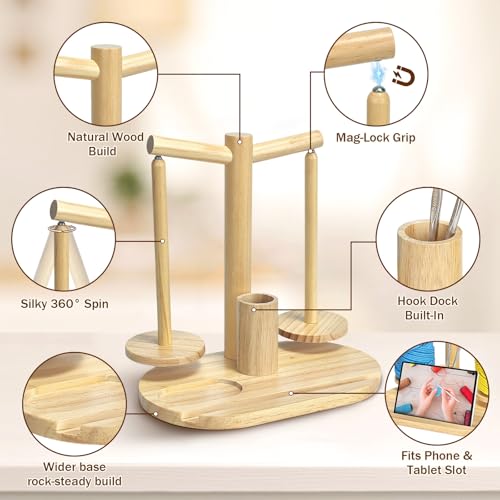 Wooden Yarn Holder for Crochet and Knit Projects (Natural) - color: natural