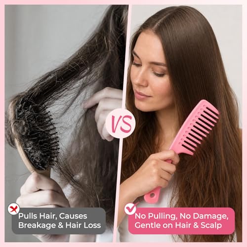 8 Pack Wide Tooth Comb Set, Detangling Comb for Curly Thick Wet Dry Hair | Anti-Static Shampoo Comb, 4 Colors for All Hair Types (2 Styles, with Handle & No Handle)