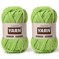 2 Packs Plush Chenille Chunky Crochet Yarn - Baby Yarn for Crocheting Soft - Velvet Yarns Knitting for Blankets Crafts - Fluffy Amigurumi Yarns 100g/131yds (2 Grass Green) - color: 2 Grass Green