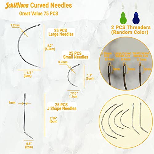 50PCS Curved Needles, Curved Sewing Needles for Leather Projects | Carpet or Canvas Repairing Wig Making Upholstery Weaving Needles Embroidery Needles for Hand Sewing