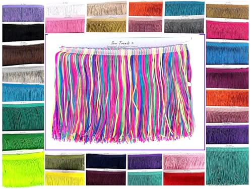 5 Yards of 4" Long Chainette Fringe Thread Yarn Tassel Trim Braid Fringe for Crafts Sewing and Decor-Multicolor - color: Multicolor, size: Value 5 Yards