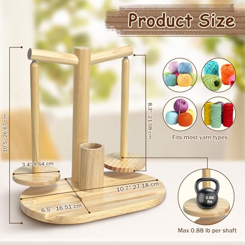 Wooden Yarn Holder for Crochet and Knit Projects (Natural) - color: natural