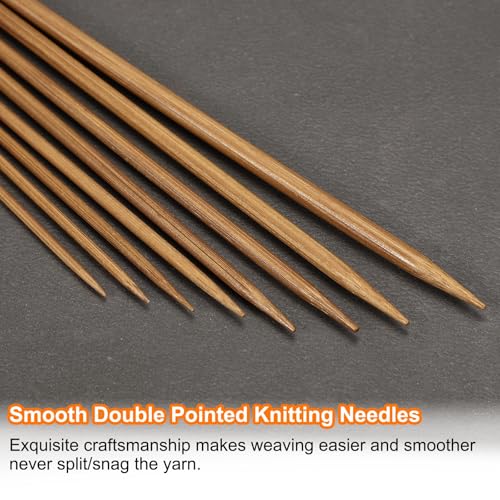 HARFINGTON 5Pcs Bamboo Knitting Needles Double Pointed Size US 0(2mm) Carbonized 6 Inch(15cm) Straight for Handmade Creative DIY Knitting Craft Yarn Projects - size: US 0(2mm)