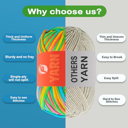 4x50g Beginner Crochet Yarn for Crocheting and Knitting; Beginner Easy Yarn kit with Tool Set (Rainbow+Strawberry+Lawngreen+Aqua, 4 Skein) - color: Rainbow+Strawberry+Lawngreen+Aqua