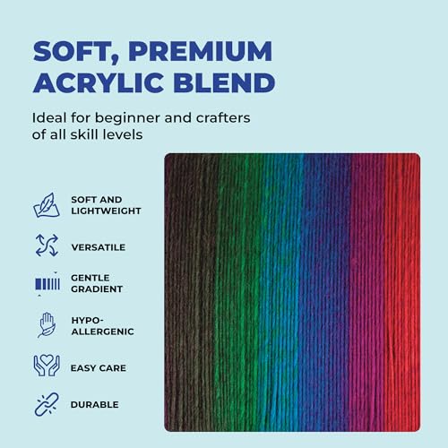 Mary Maxim Prism Yarn, Acrylic Multicolor DK Yarn, 290 Yards, Stained Glass | Ombre Yarn, 3 Weight, Machine Wash, For Knitting and Crochet, Create Baby Items, Blankets, Afghans, Clothing Variegated Yarn - color: Stained Glass