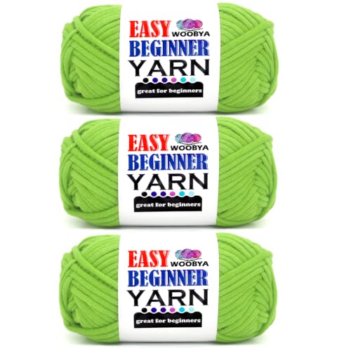 3 Pack Apple Green Beginners Crochet Yarn for Crocheting and Knitting with Easy to See Stitches Cotton Nylon Blend Easy Yarn for Beginner Crochet Kit(3 * 50g)-Apple Green - color: Apple Green, size: 3 Pack