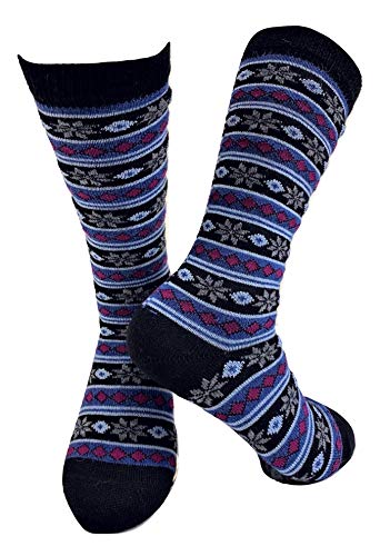Alpaca Wool Designer Novelty Crew socks are Cozy, Warm and Colorful - Starry Stripe - color: Black, size: Medium