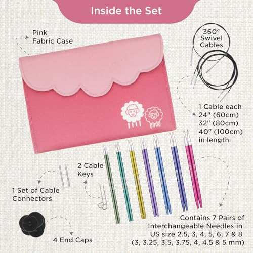 KnitPro Zing Midi Interchangeable Needle Set 5" (13cm) | 7 US Sizes (2.5 to 8) - size: Midi