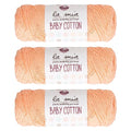 3 Skein La Mia Baby 50% Cotton Total 10.5 Oz Each 3.5 oz (100 g) / 218yd (200m), Medium, Worsted, Super Soft Yarn, Best for Baby and Amigurumi, Pink - L026 - color: Pink - L026