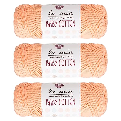3 Skein La Mia Baby 50% Cotton Total 10.5 Oz Each 3.5 oz (100 g) / 218yd (200m), Medium, Worsted, Super Soft Yarn, Best for Baby and Amigurumi, Pink - L026 - color: Pink - L026