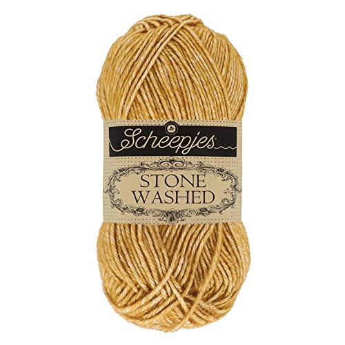 Scheepjes Stone Washed Yarn, 50g - 809 Yellow Jasper, Cotton/Acrylic Blend - color: 809 Yellow Jasper