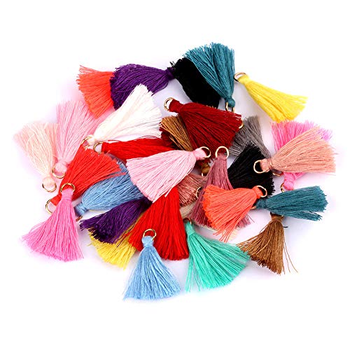 MSCFTFB 100 Pieces Mini Tassels Mala Tassel Kit with Jump Rings for Earring Necklace Jewelry Making Garland Keychain Charms Crafts Decorations(Rose Brown) - color: Rosebrown