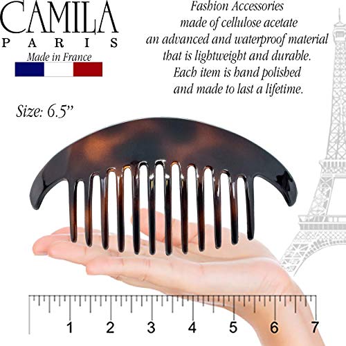 Camila Paris CP2430 4 Piece French Hair Side Combs, Tortoise Shell, Interlocking Combs French Twist Hair Combs, Strong Hold Hair Clips for Women Bun Chignon Up-Do Girls Hair Accessories Made in France - color: Tortoise Shell 4 Piece