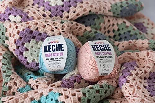 Keche Baby Cotton, 60% Cotton 40% Acrylic Yarn, Soft Cotton Yarn for Crochet and Knitting, Amigurumi Yarn 1 Skein/Ball 1.76 Oz (50g) / 180 Yrds (165m) - Cinnamon - color: CINNAMON, size: 1 SKEIN