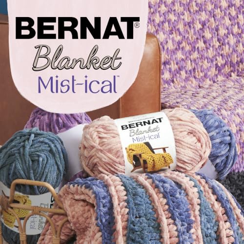 Bernat Blanket Mist-ical Crochet Soft Chenille Yarn, Phlox, 2-Pack | #6 Super Bulky Yarn, 100% Polyester, Soft Crochet Yarn for Blankets, Sweaters & Amigurumi, 220yds, 300g/10.5oz per skein - color: Phlox