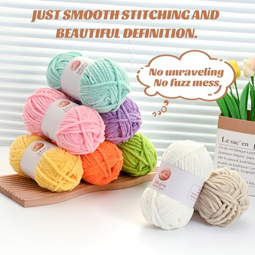 2 Pack Chunky Chenille Yarn for Crocheting, Baby Yarn for Crocheting Soft Blanket, 174.9 yds /7 oz Crochet Yarn, Bulky 5 Amigurumi Yarns, Fluffy Velvet Yarns for Knitting Crafts (2 Light Purple) - color: 2 Light Purple