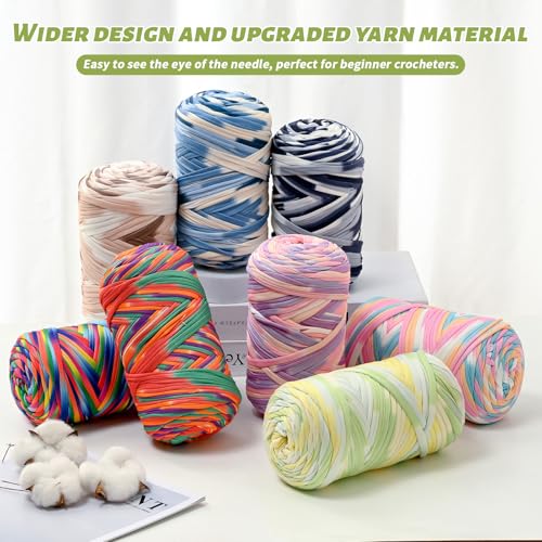 2 Pack Soft Tshirt Crochet Yarn, 800g/228yds High Elastic Hand Knitting Yarns, Thick T Shirt Yarn for Crocheting Bags, Baskets, Cushions, DIY Crafts - color: Dark Green + Brown