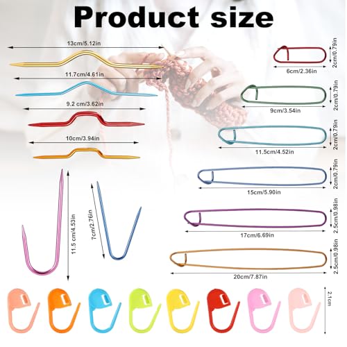 32pcs Knitting Tool Set, Multi-Color Weaving Tool Accessories | Includes Knitting Needle Holder Cable Braiding Needles & Crochet Counter for Sewing Weaving Sweaters Crafts - style: Set 3