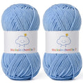 Skinny Chenille Yarn for Crocheting,Baby Yarn for Crocheting Soft,2 Pack 3.5 oz/218.7 yds Fingering Weight Velvet Yarn,Fluffy Amigurumi Yarn for Baby Blankets/Clothes&Crafts(2 Azure) - color: [2 Azure]