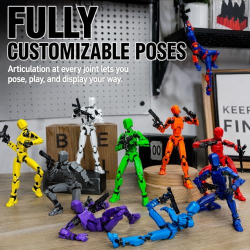 3D Printed Figure 5.54-inch Dummy13 with Weapon Expansion Set. (Black) - color: Black
