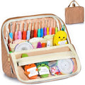 JOYYTUU Empty Crochet Hook Case - Stand Up Large Organizer Hook Holder for Knitting Supplies, Needles, Accessories (Case Only) Brown