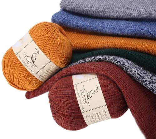 Merino Wool Yarn for Knitting 3-Ply Soft Lightweight 150g Crochet Yarn (White Grey) - color: White Grey, size: 3 Balls Pack