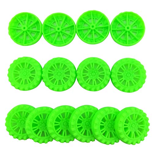 EUDAX 300 PCS 30mmx8mm Plastic Roll 2mm Dia Shaft Toys Wheel and 2mmx100mm STEM Shaft Round Rod Axles for DIY Toy RC Car Truck Boat Helicopter Model Part Building Projects (Green) - color: Green