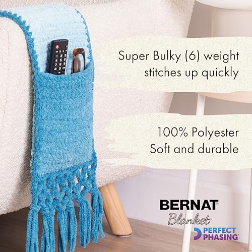 Bernat Blanket Perfect Phasing Soft Crochet Yarn, Electric Blue 2-Pack | #6 Super Bulky Yarn, 100% Polyester, Soft Crochet Yarn for Blankets, Knitting & DIY Crafts, 220yds, 300g/10.56oz per skein - color: Electric Blue, style: Blanket Perfect Phasing