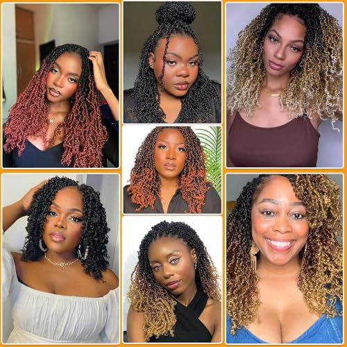 10 Inch Pre-Looped Yanky Twist Crochet Hair, 30 Strands/Pc, Mini Passion Twists, Senegalese Braiding Hair (T27, 8 Pcs/Pack) - color: T27, size: 10in (8/pack)