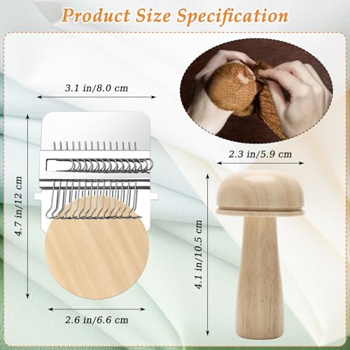 Windspeed Darning Mushroom for Socks Darner Kit | with 14 Hooks Small WeavingLoom 9 Large Eye Needles 50 Colors Thread, Socks Sewing Supplies, Ideal DIY Socks Handicraft