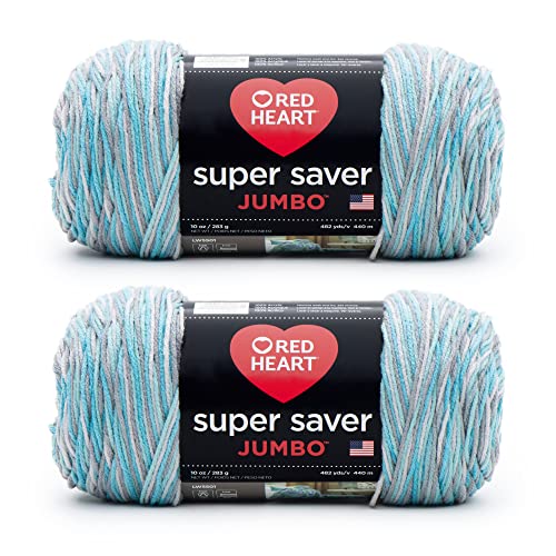 Red Heart Super Saver Jumbo Yarn for Crocheting, Icelandic, 2-Pack - color: Icelandic, size: 2-Pack
