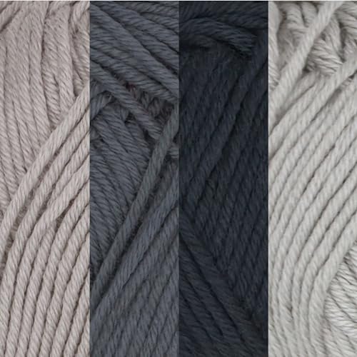 JubileeYarn Bamboo Cotton Sport Yarn - 50g/Skein - Shades of Grey - 4 Skeins - color: Shades of Grey, size: 4 Skeins