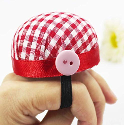 LASSUM Red Plaid Grids Wrist Wearable Sewing Pin Cushions for Sewing Quilting Pins Holder