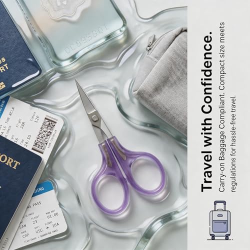 PAFASON Small Travel Embroidery Craft Scissors Set Straight Curved Tip | Stainless Steel for Scrapbooking Quilting Sewing Knitting Cross Stitch Crochet Thread Yarn Paper Detail Cutting Safety Case - style: Contemporary