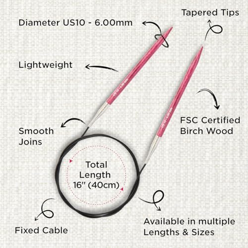 KnitPro Dreamz Fixed Circular Needles 16" (40cm) | US Size 10 (6mm) - size: US 10 (6mm)